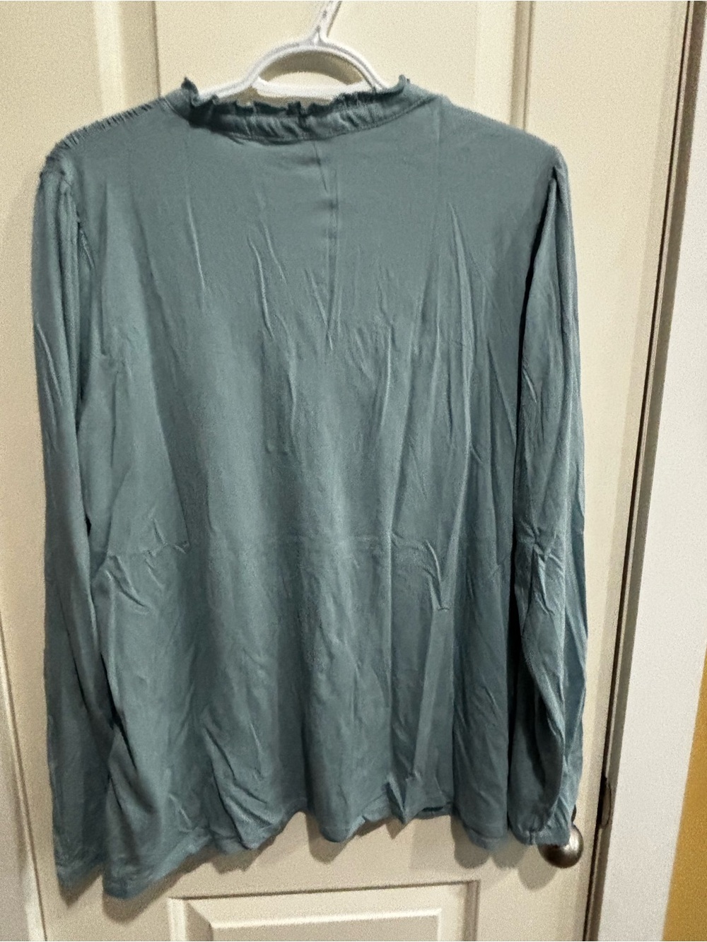 Gloria Vanderbilt Slate Blue Long Sleeve Smocked Yoke Blouse - Picture 5 of 5